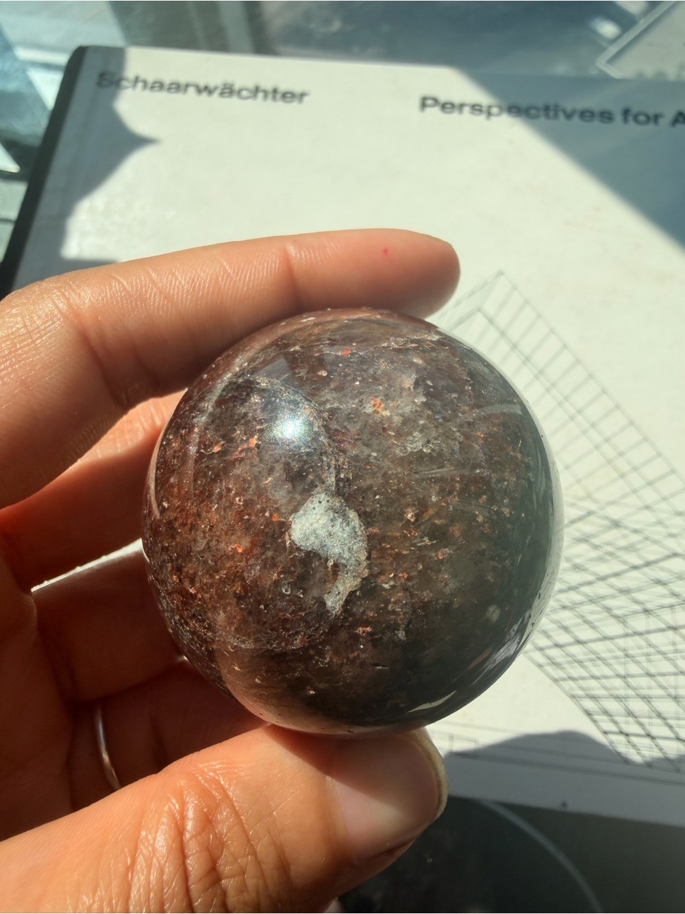 Dark Red Copper Flash Crystal Sphere | Polished Stone Sphere | Approx. 2.3”